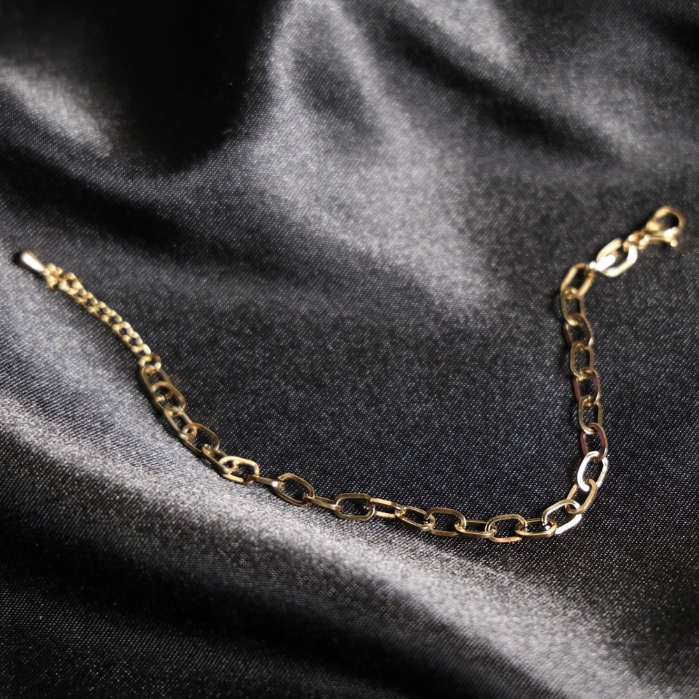 Gold Tone Paperclip Link Chain Adjustable Bracelet Minimalist Jewelry